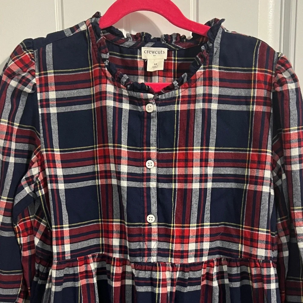 Crewcuts Classic Red and Blue Plaid Girls Dress - Size 10 - Picture 3 of 9